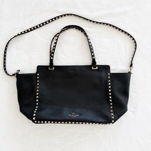 Valentino Garavani Rockstud Black Leather Tote